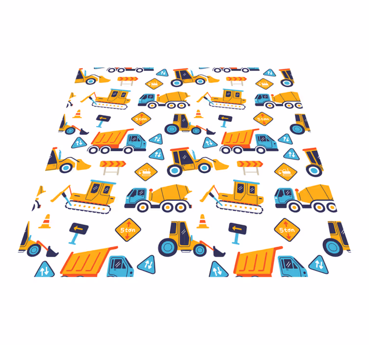 Tapis vinyle pour enfants thème chantier cartoon - TenStickers