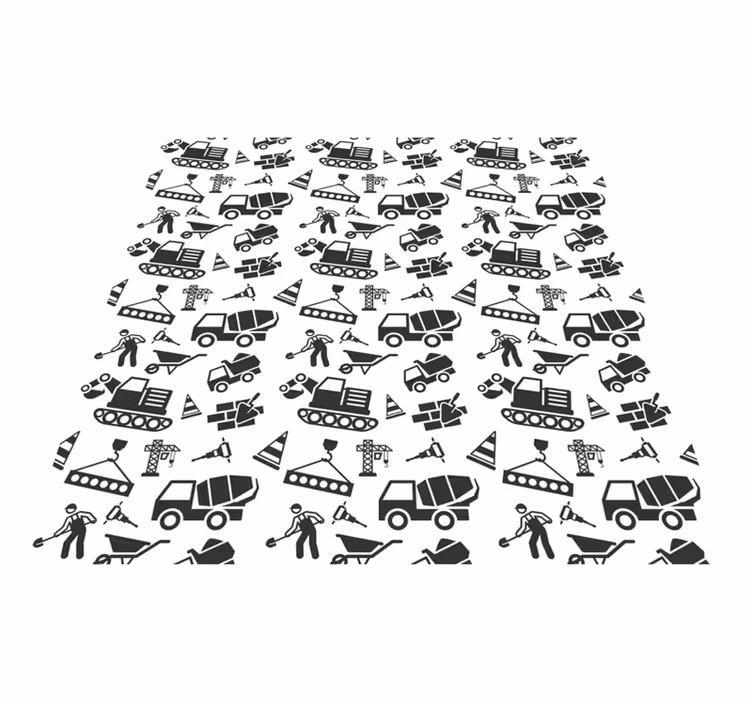 Tapis vinyle pour enfants excavateurs et camions monocolores - TenStickers