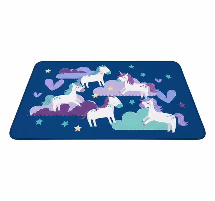 Tapis vinyle pour enfants licornes mignonnes nuages étoiles - TenStickers