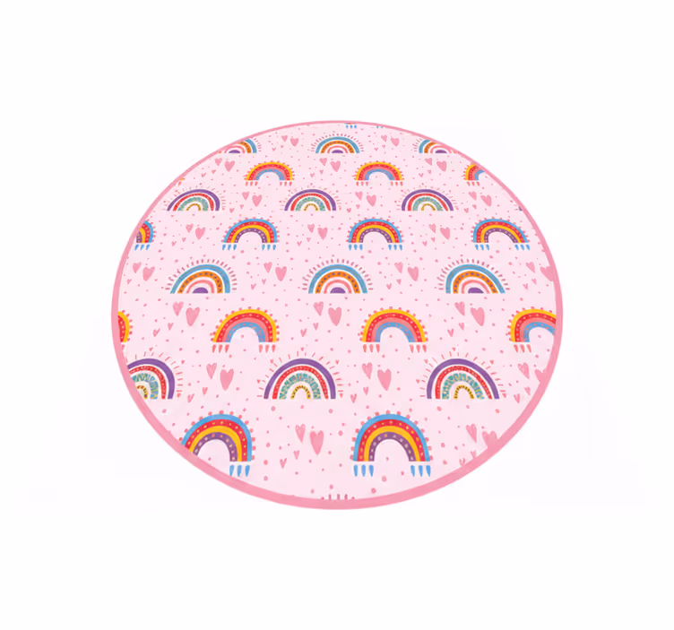 Tapis vinyle pour enfants pois roses et arc-en-ciel coloré - TenStickers