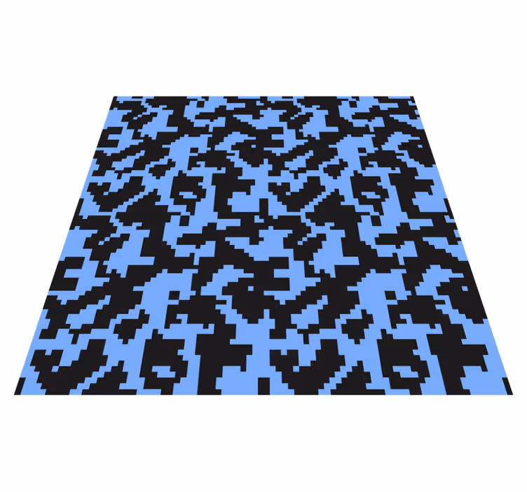 Tapis vinyle entrée bleu clair et noir abstrait - TenStickers