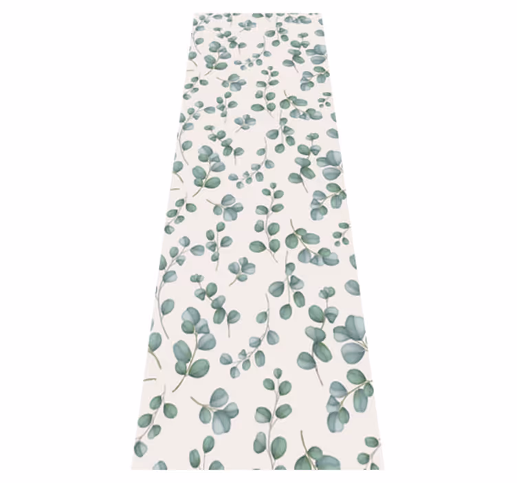 Tapis vinyle salon feuilles aquarelle sur fond beige - TenStickers