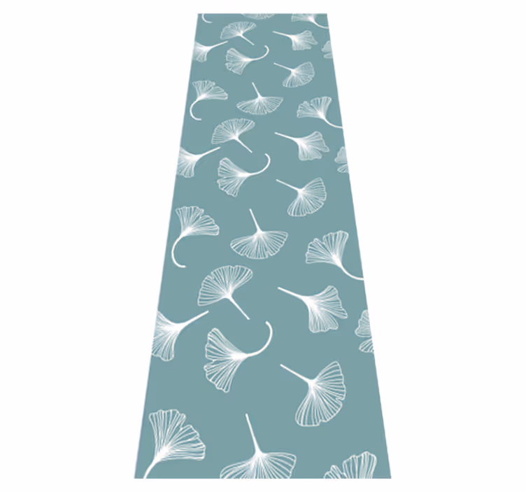 Tapis vinyle salon motif feuilles de ginkgo bleu clair - TenStickers