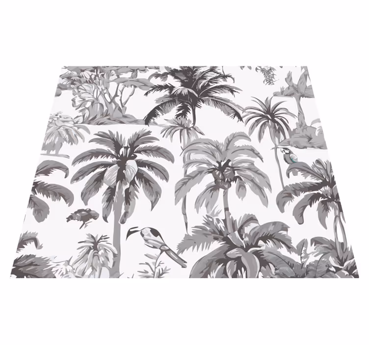 Tapis vinyle gris arbres à palmiers - TenStickers
