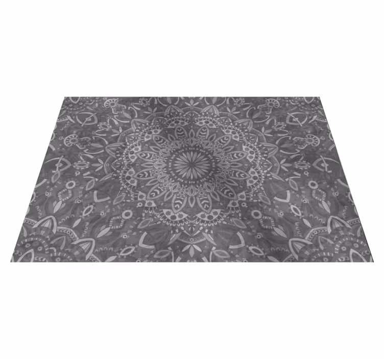 Tapis vinyle gris motif mandala complexe - TenStickers
