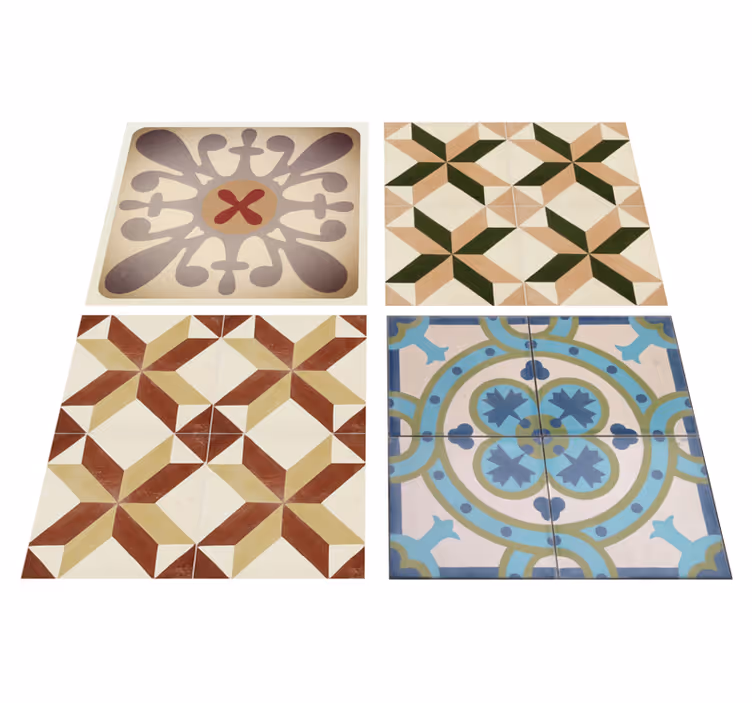 Tapis vinyle beige mosaïque hydraulique décorative - TenStickers