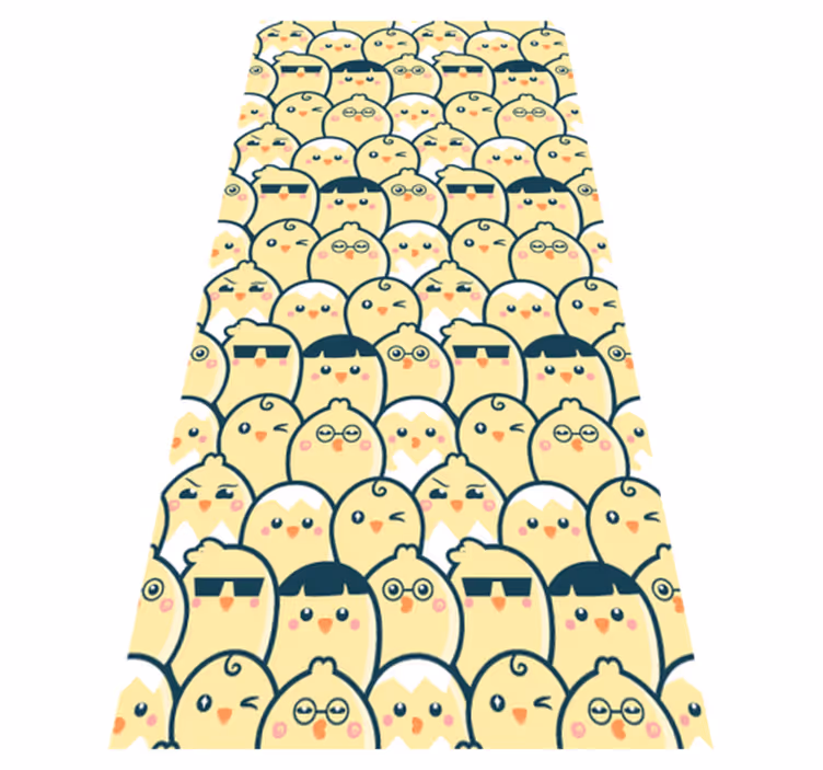 Tapis vinyle jaune motif seamless poussin 6 - TenStickers