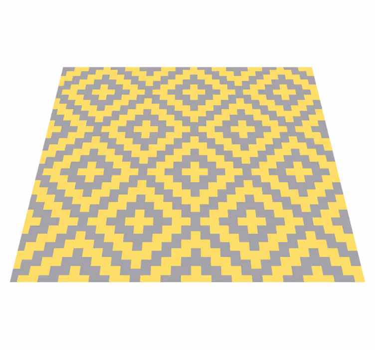 Tapis vinyle jaune motif triangle gris et jaune - TenStickers