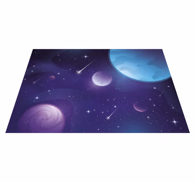 Tapis vinyle violet espace mystérieux avec étoiles filantes - TenStickers