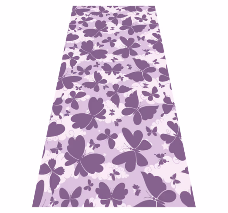 Tapis vinyle violet motif papillons sur ciel nuageux - TenStickers