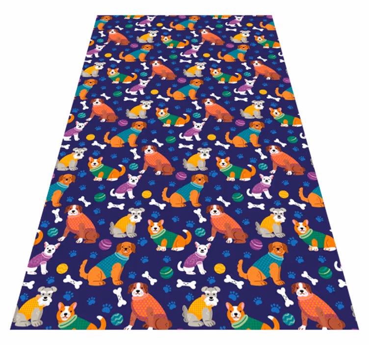 Tapis vinyle violet motif chiens colorés étonnants - TenStickers