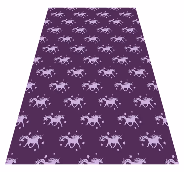 Tapis vinyle violet licornes simples sur fond violet - TenStickers