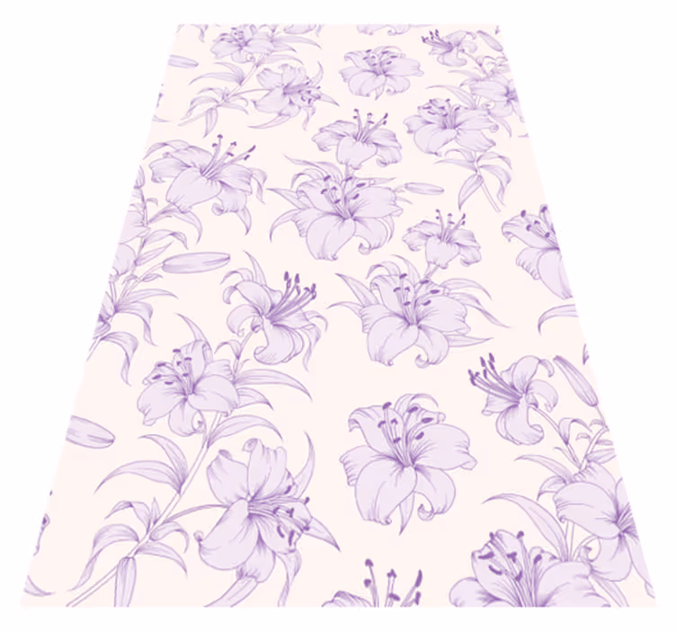 Tapis vinyle violet design floral de lys en fleurs - TenStickers