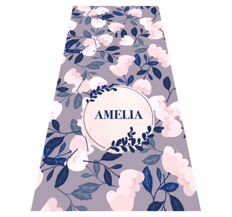 Tapis vinyle violet fleurs peintes à la main pastel - TenStickers