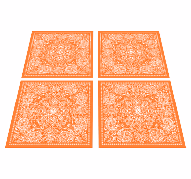 Tapis vinyle orange motif carreaux paisley - TenStickers