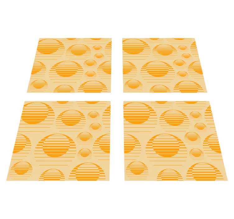 Tapis vinyle orange dessin rétro du soleil - TenStickers