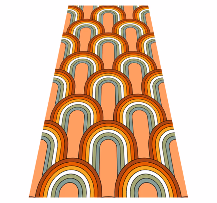 Tapis vinyle orange motif arc-en-ciel années 70 - TenStickers