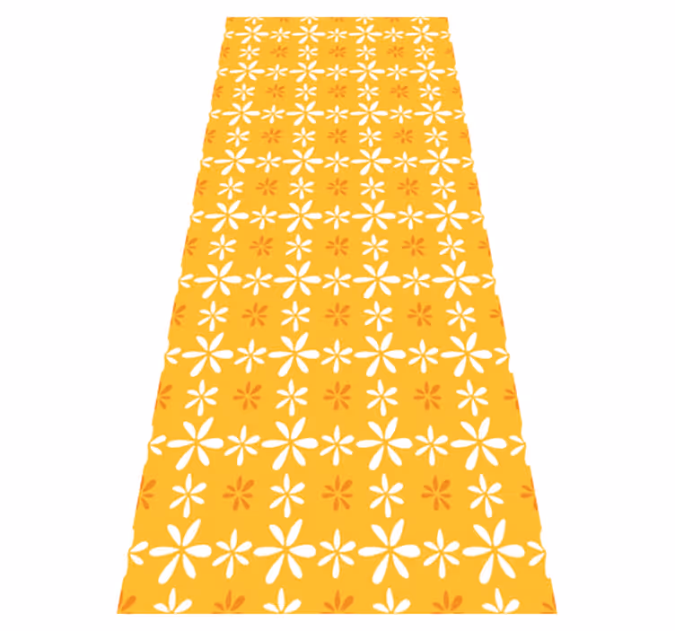 Tapis vinyle orange fleurs blanches délicates - TenStickers