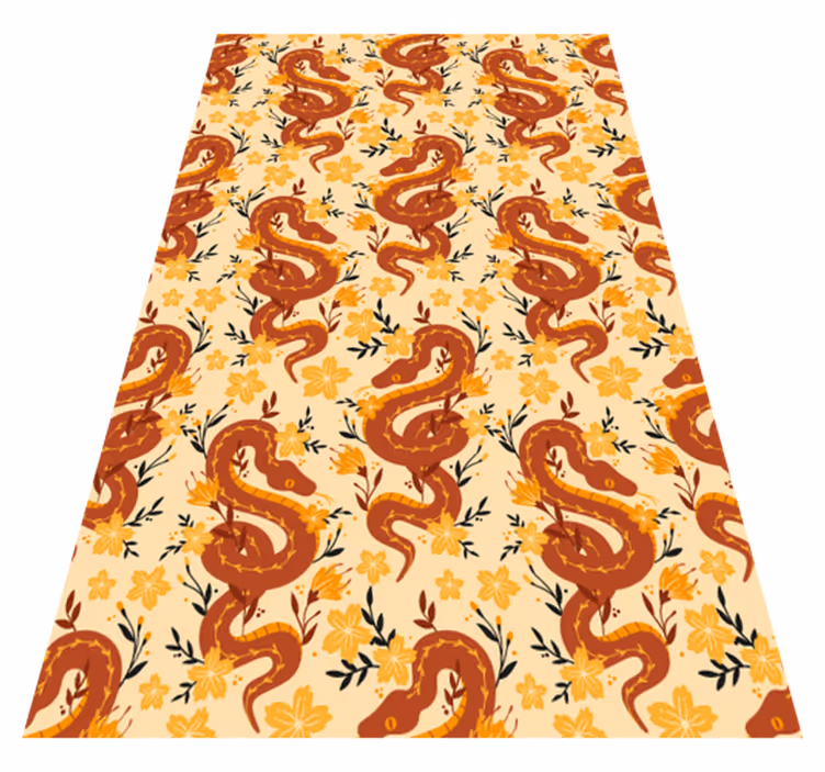 Tapis vinyle orange serpent orange avec fleurs sauvages - TenStickers
