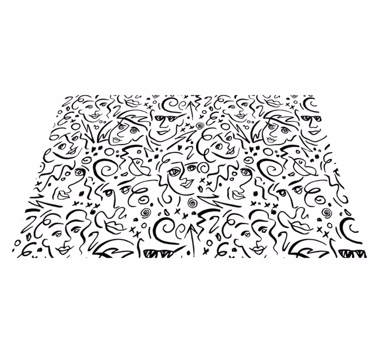 Tapis vinyle noir art graffiti noir et blanc - TenStickers