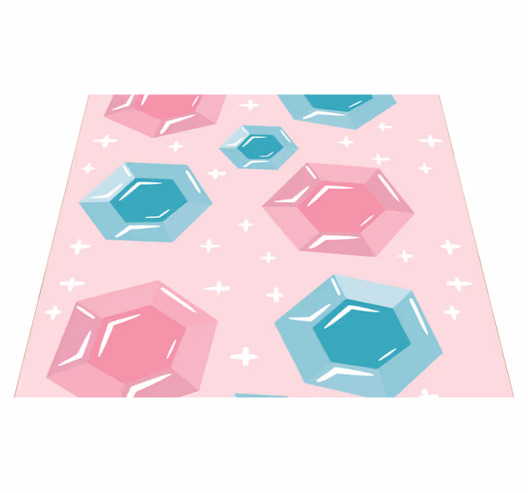 Tapis vinyle rose gemmes géométriques aux teintes vives - TenStickers