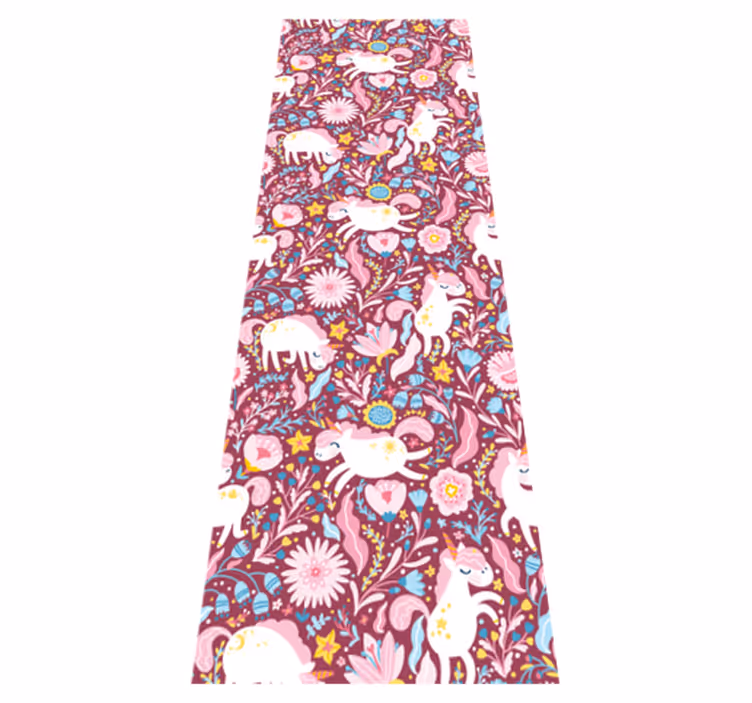 Tapis vinyle rose motif licorne animalier magnifique - TenStickers