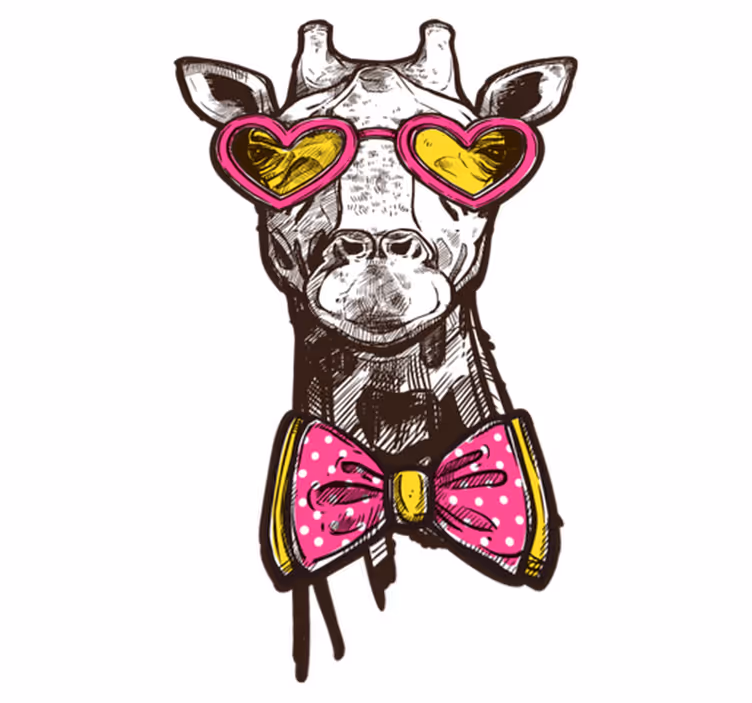 Tapis vinyle animal lunettes cœur girafe originales - TenStickers