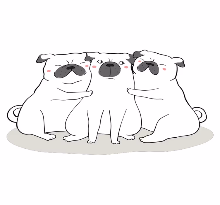 Tapis vinyle animal adorable Pug Trio - TenStickers