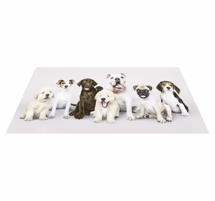 Tapis vinyle animal adorables rassemblements de chiots - TenStickers