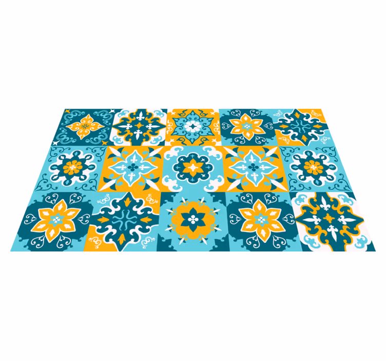 Tapis vinyle carreaux de ciment effet géométrique - TenStickers