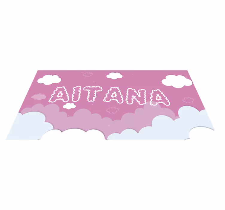 Tapis vinyle bébé pièce de sol avec nom nuageux personnalisé - TenStickers