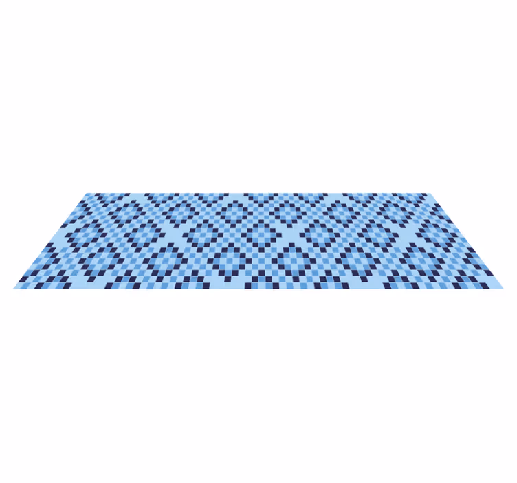 Tapis vinyle géométrique motif géométrique de pixels bleus - TenStickers