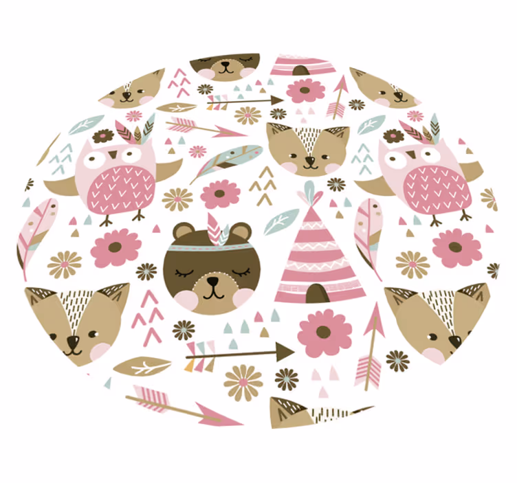 Tapis vinyle rond les motifs d'animaux pour enfants - TenStickers