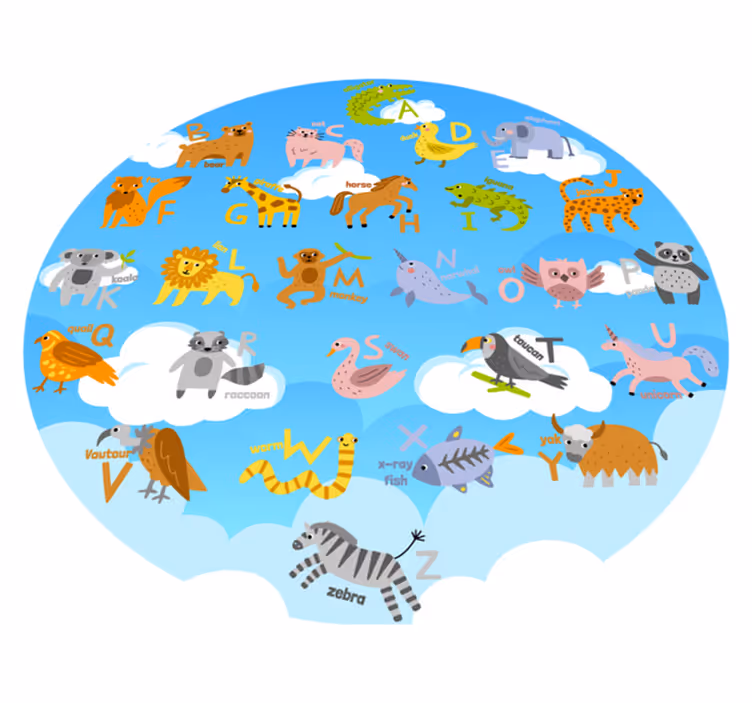 Tapis rond en vinyle alphabet anglais - TenStickers