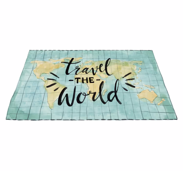 tapis vinyle mappemonde voyager à travers le monde - TenStickers