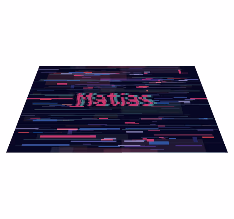 Tapis glitch moderne avec nom - TenStickers