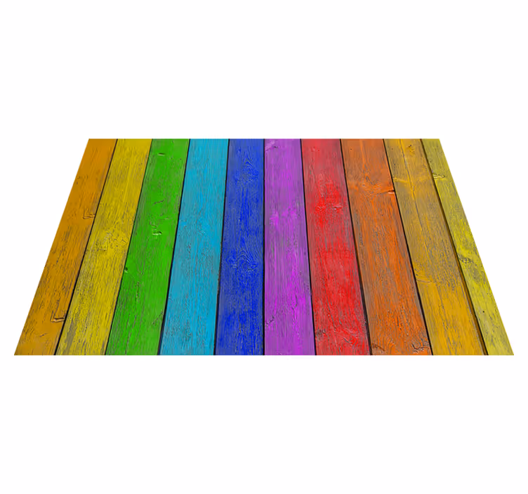 Tapis vinyle arc-en-ciel - rayures bois - TenStickers
