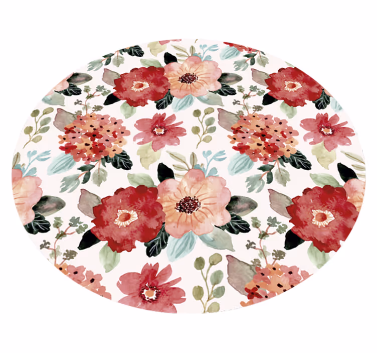 Tapis vinyle plantes motif de cercle floral - TenStickers