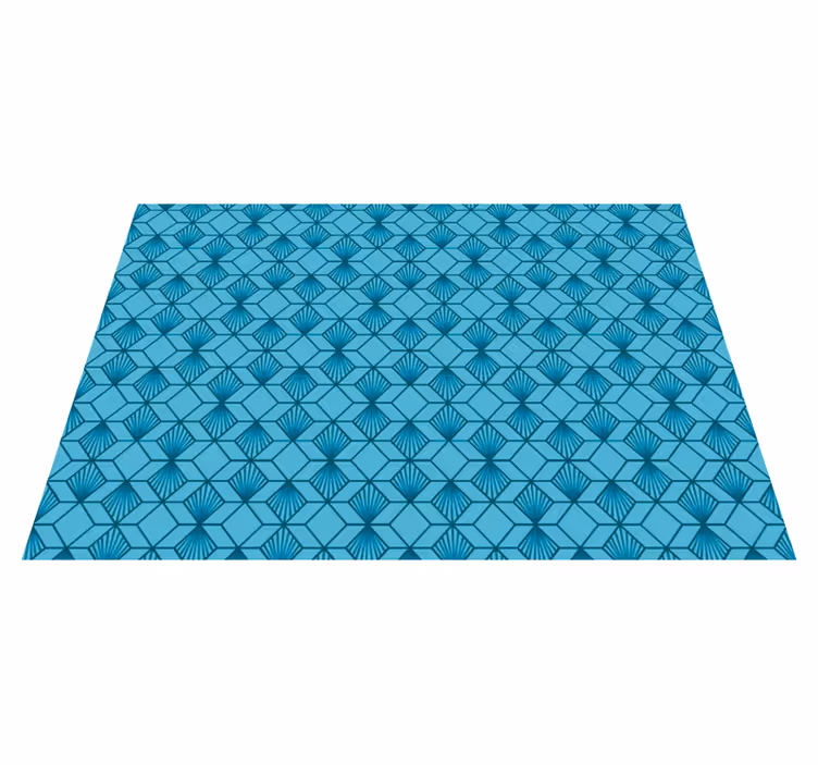Tapis vinyle bleu cube géométrique - TenStickers