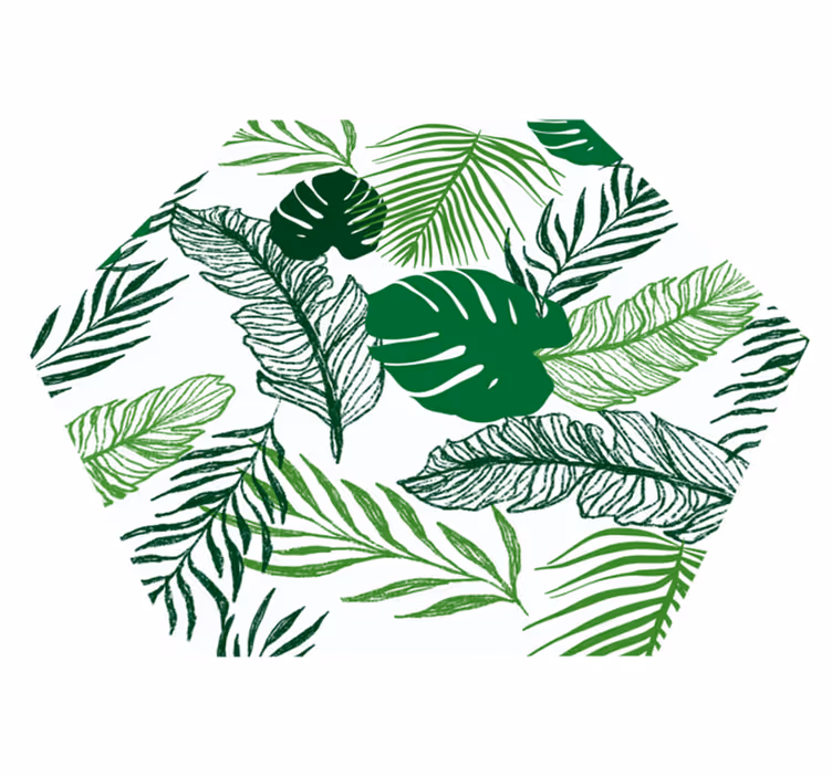 Tapis vinyle plantes hexagone de feuillage tropical - TenStickers