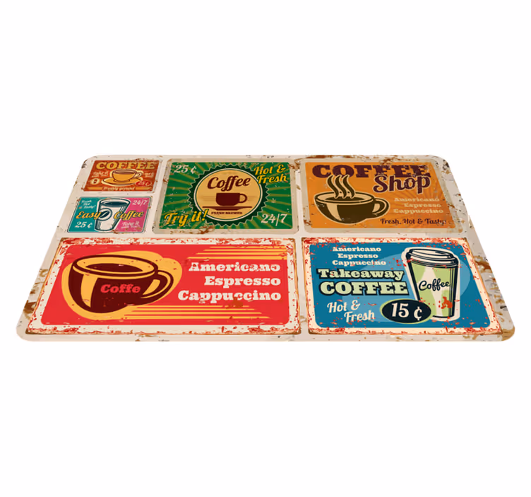Tapis vinyle citation motifs sur le thème du café - TenStickers