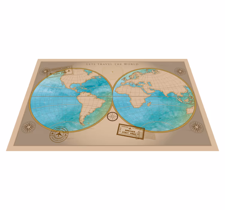 Tapis vinyle carte du monde décor mural - TenStickers