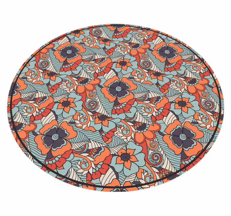 Tapis vinyle floral paisley rond pour salle à manger - TenStickers