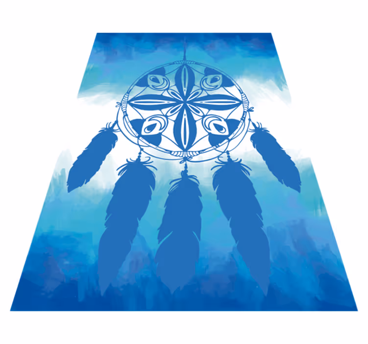 Tapis vinyle bleu plume d'attrape-rêves - TenStickers