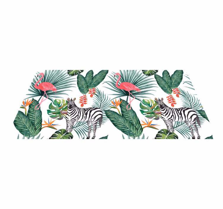 Tapis vinyle flamant rose et zèbre - TenStickers
