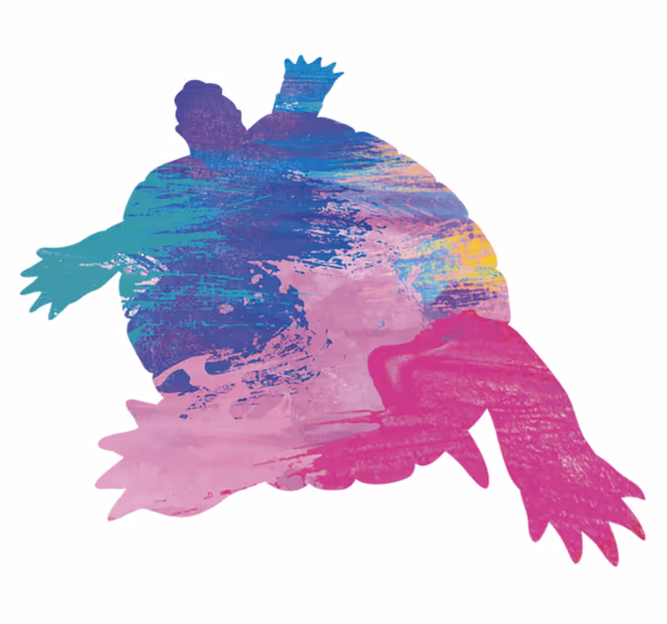 Tapis vinyle animal silhouette de tortue colorée - TenStickers