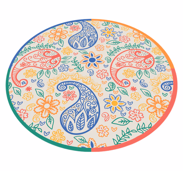 Tapis vinyle plantes motifs cachemire floraux - TenStickers