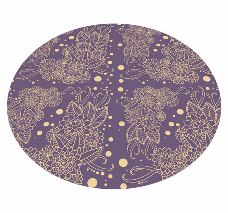 Tapis vinyle violet fleurs paisley - TenStickers
