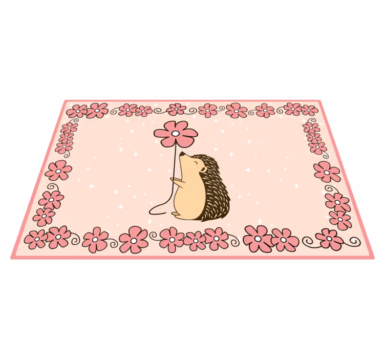 Tapis vinyle Hérisson et fleurs - TenStickers