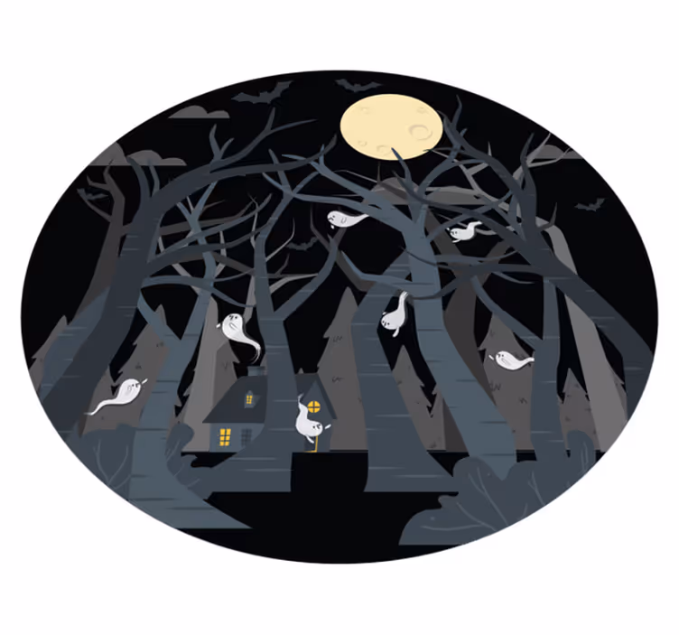 Tapis vinyle pour halloween scène forestière effrayante - TenStickers